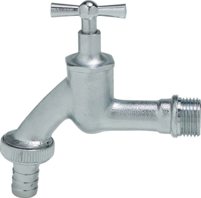 Wasserhahn Schlauchverschraubung aus Messing R 1/2 AG matt verchromt in Silber - Bild 1