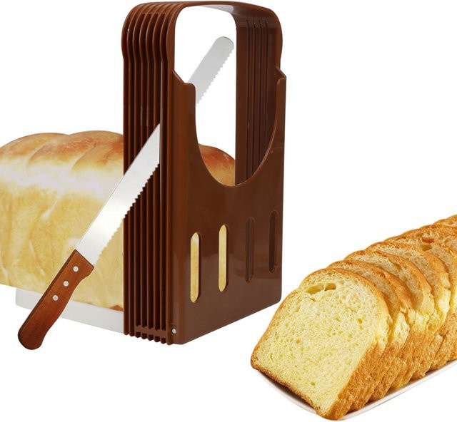 NICEYARD Toast Brot Slicer Ständer aus Kunststoff, faltbarer Laib Cutter in Braun, B/T/H: 22,0 x 14,0 cm - Bild 1