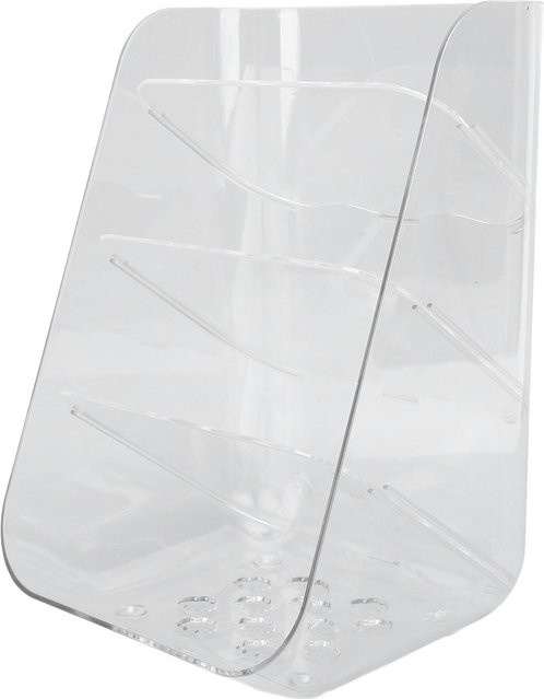 Fishine Schreibtisch Organizer mit schrägem Stiftehalter und Kosmetik-Aufbewahrung in Weiß und Transparent aus Kunststoff - Bild 1