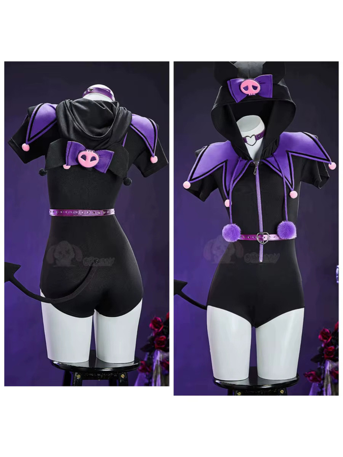NexoCosplay Kuromi Purple Little Devil Cosplay-Kostüm, süßer Body, Lila - Bild 2