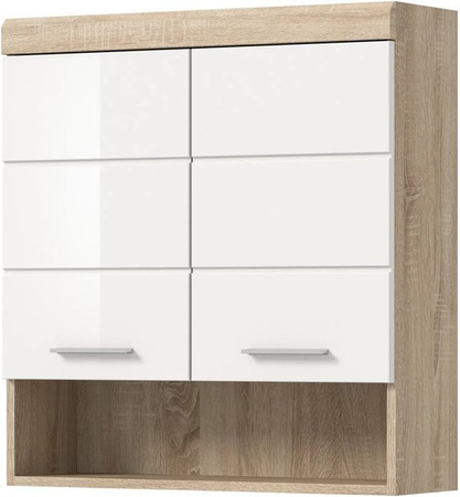 Inn.Furn Badezimmer Hängeschrank Mambo in Weiß Hochglanz und Eiche, B/H: 74 x 79 cm