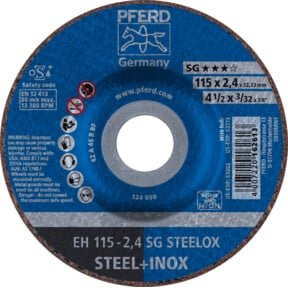 PFERD Trennscheibe EH SG STEELOX blau für Stahl und Edelstahl Durchmesser: 115 mm, Dicke: 2,4 mm, Bohrung: 22,23 mm - Bild 1