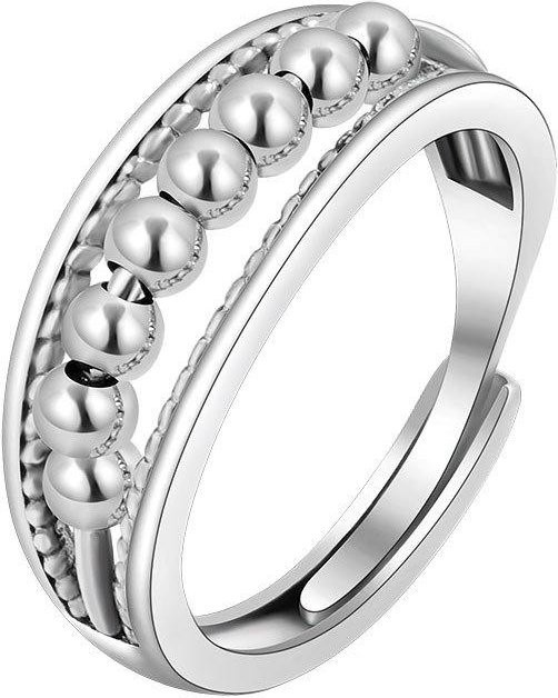 Fidget Spinner Ringe, Silber, Kristall, Perle, Damen - Bild 1