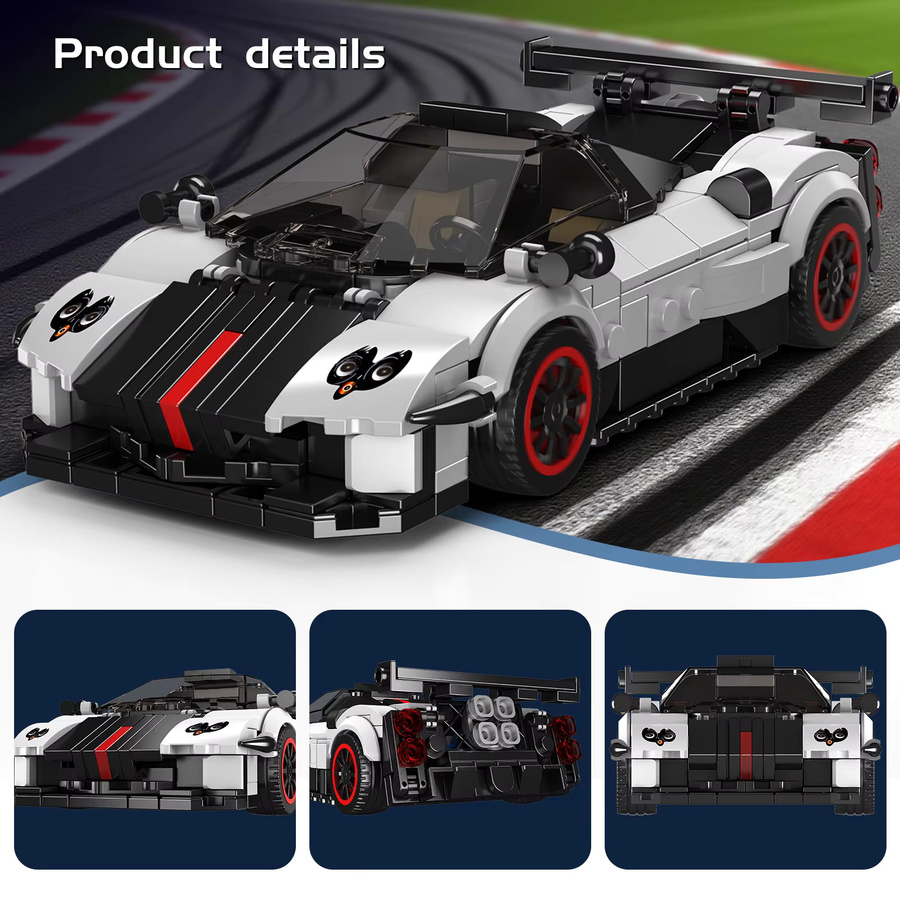 Mould King MOC Sportwagen Baustein Set Weiß DIY Modellbau Kit für Kinder ab 8 Jahren - Bild 4