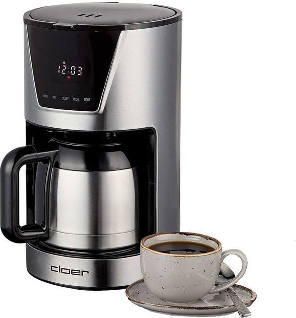 Cloer Filter-Kaffeemaschine 5258 mit Thermokanne in Schwarz und Silber - Bild 1