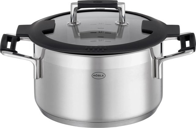 RÖSLE Kochtopf Silence Pro aus Edelstahl in Silber/Schwarz, Höhe: 17,0 cm - Bild 1