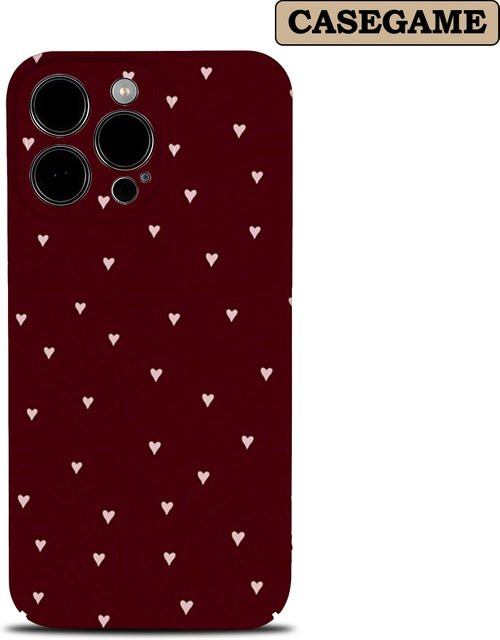 Potdemiel Handyhülle Burgundy Hearts für iPhone 17 16 15 14 13 HD Hard Single Layer Tough Case in Rot - Bild 1
