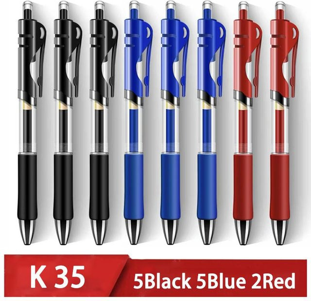 LEYIN Gelstifte Set mit 12 Stück, einziehbare Kugelschreiber in Schwarz, Rot und Blau, 0,5 mm Stiftstärke - Bild 1