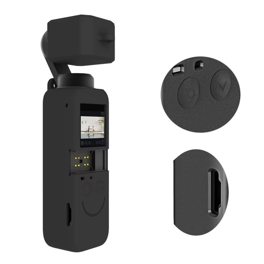 Puluz 2 in 1 Silikon Schutzhülle Set für DJI Osmo Pocket 2 in Schwarz - Bild 2