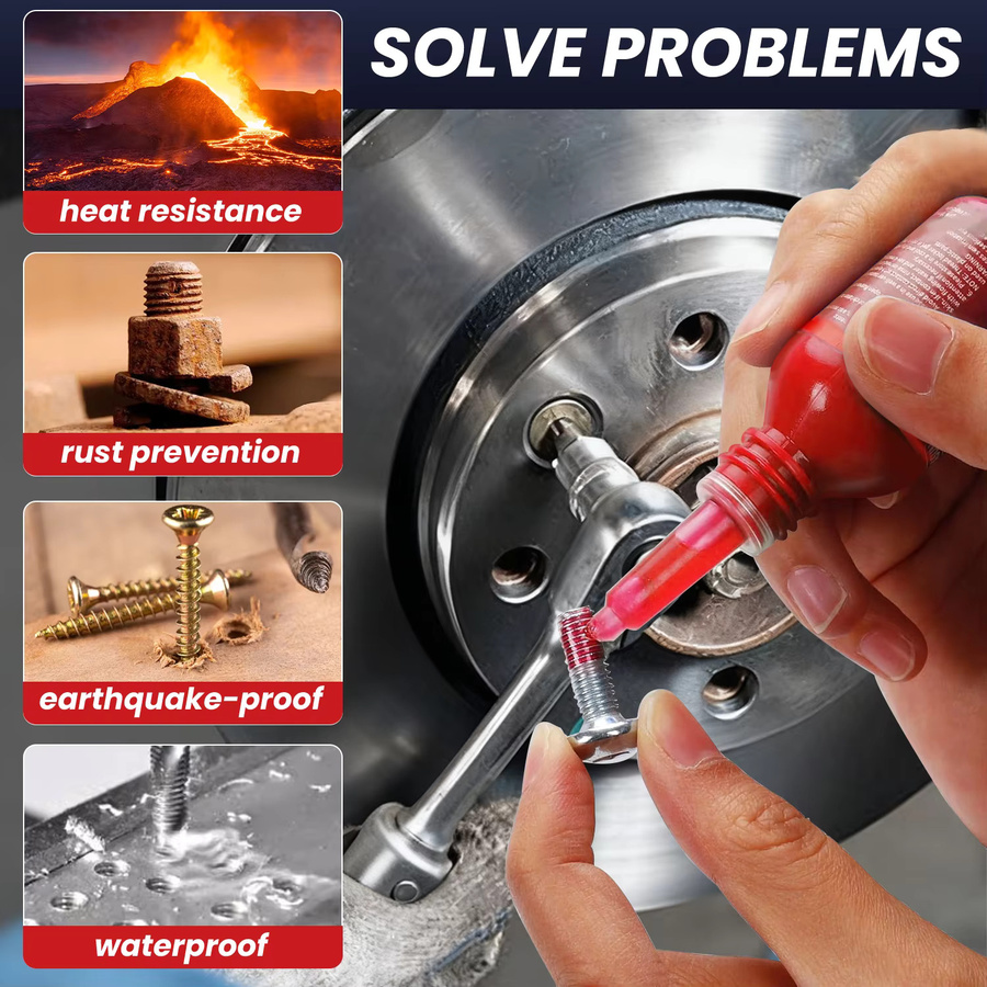 Rotes Schraubensicherungsmittel 10 ml – Entfernbare Metallkleber zur Sicherung von Muttern, Schrauben und Befestigungselementen - Bild 4