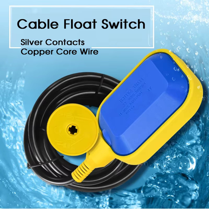QHJIA Wasserstandsschalter mit wasserdichtem Anschluss, automatischer Pumpen-Flüssigkeitsstandsensor für Wassertank und Turm, 220V 380V, gelb, 2-5m Kabel - Bild 4