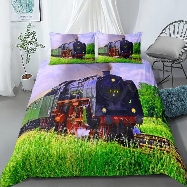 Bettwäsche-Set Flying Scotsman Zug aus Mikrofaser, Motiv Fahrzeuge, Mehrfarbig, B/H: 180 x 210 cm - Bild 1