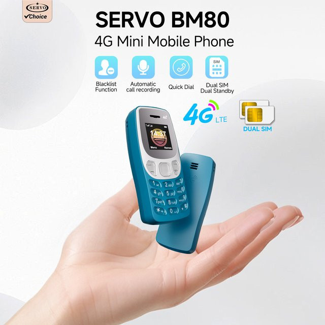 SERVO BM80 4G LTE Mini-Handy mit Dual SIM, Musik-Player und Call Recorder - Bild 1