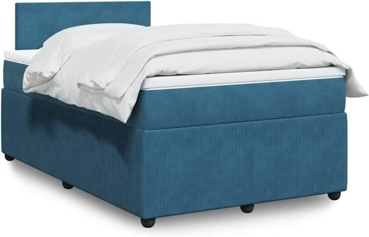 Vidaxl Boxspringbett mit Matratze in Blau aus Samt, B/T/H: 200 x 120 x 100,5 cm - Bild 1