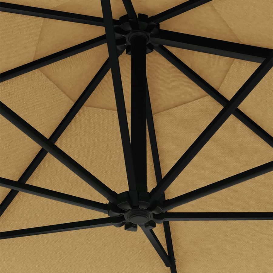 vidaXL Sonnenschirm zur Wandmontage mit Metallmast und Kurbel in Taupe, Höhe: 300 cm - Bild 2