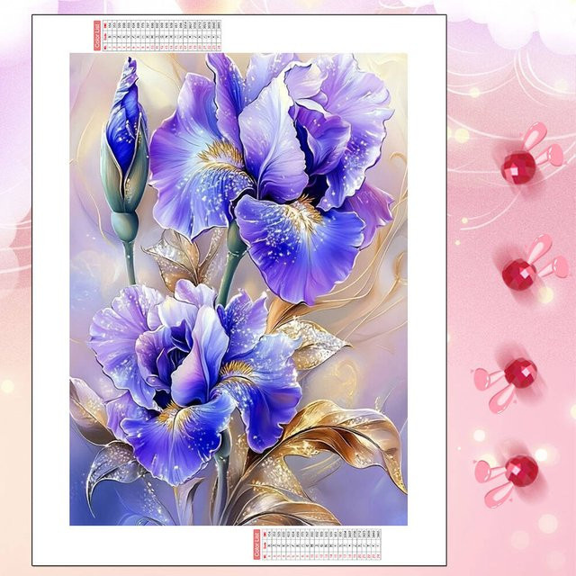 HUACAN Diamantmalerei Set Blaue Blume Rundes Diamantmosaik Kunsthandwerk für dein Zuhause B/D: 30 x 30 cm - Bild 1
