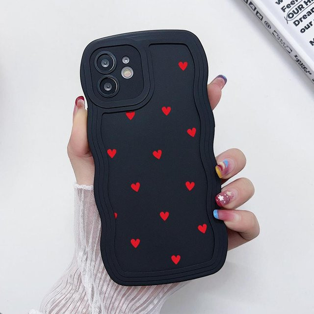 Stoßfeste Silikon Handyhülle mit Liebesherz Welle für iPhone Modelle in Grau von Yiran bag - Bild 1