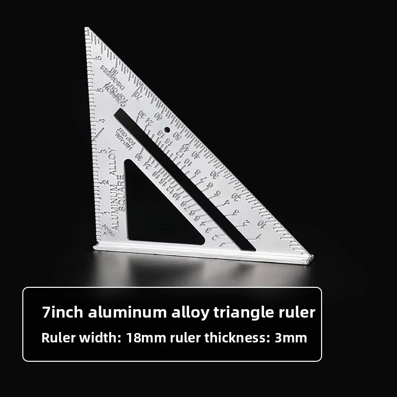 Dreieck-Lineal Messwerkzeug aus Aluminiumlegierung in Silber für die Holzbearbeitung, Metrisches Zimmermanns-Winkelset - Bild 2