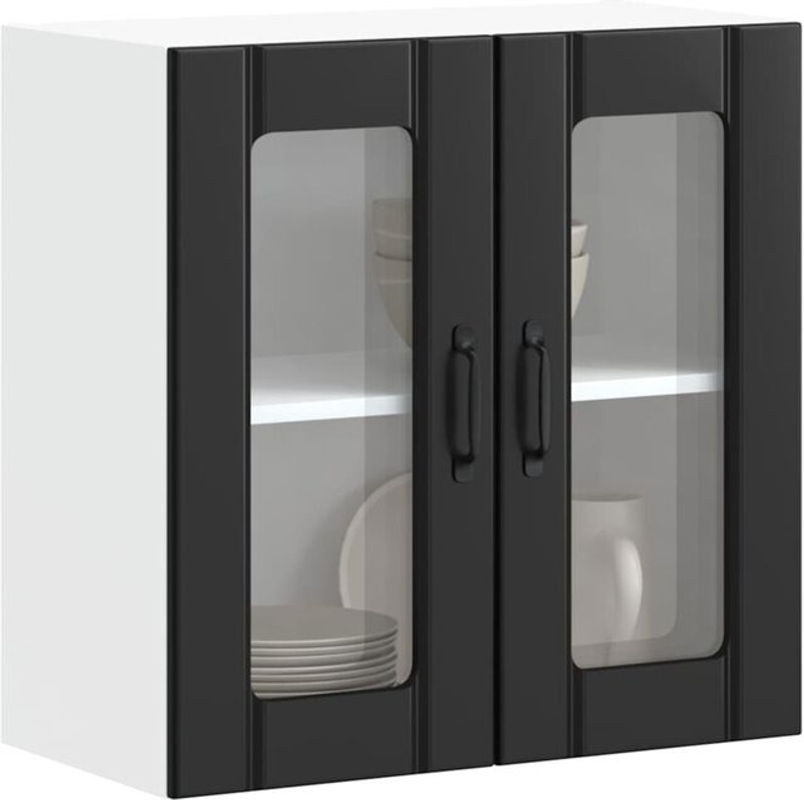 Küchen-Hängeschrank Lucca von vidaxl mit Glastür in Schwarz aus Holzwerkstoff und Glas - Bild 1