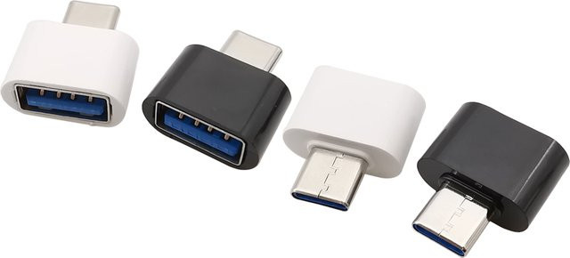 USB 2.0 auf Typ-C Buchse OTG Adapter für Datenübertragung, 5 oder 10 Stück, Weiß/Schwarz - Bild 1