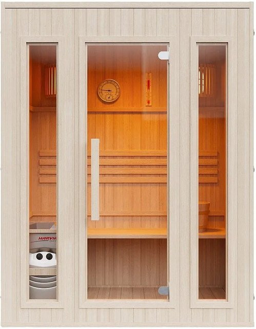 Finnische Sauna Ulvila von Vente-unique aus kanadischem Kiefernholz in Naturfarben Hell, B/T/H: 150 x 120 x 190 cm - Bild 1