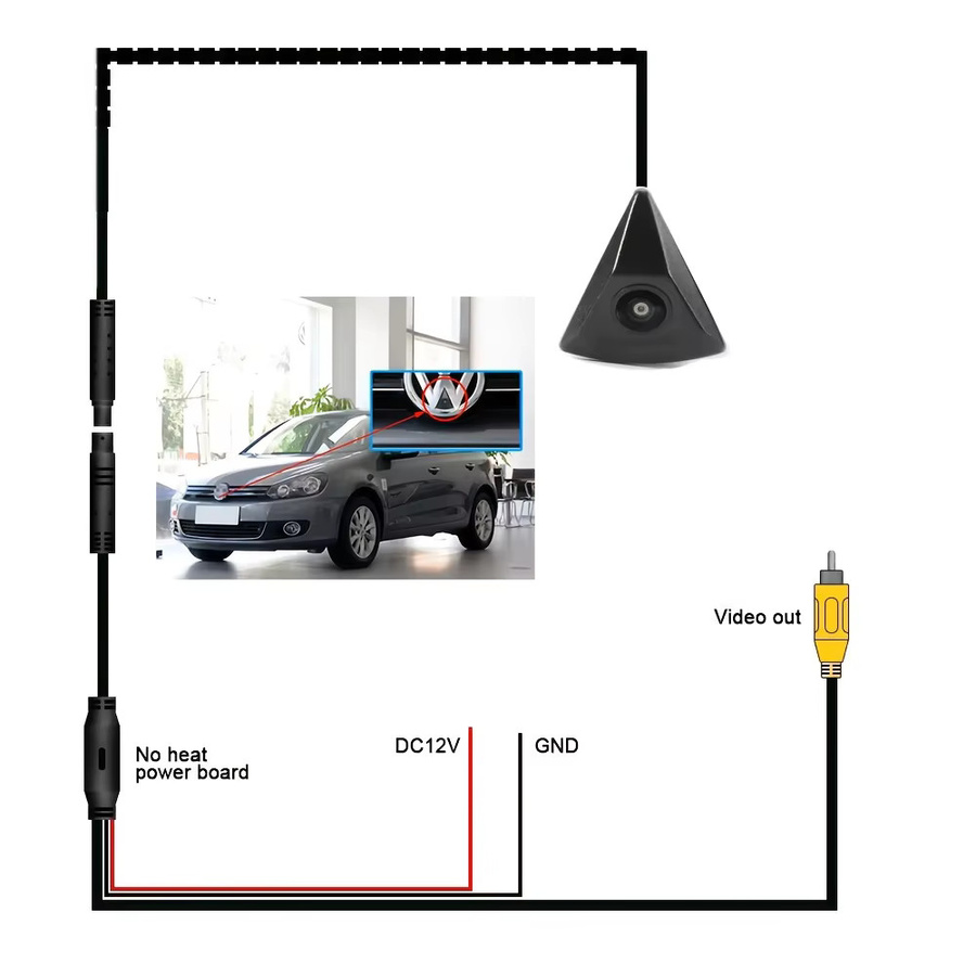 Bileeko Frontkamera für VW als OEM Weitwinkel-Parküberwachungssystem in Schwarz für Transporter T4 T5, Passat B6, CC, B5 und Golf - Bild 6