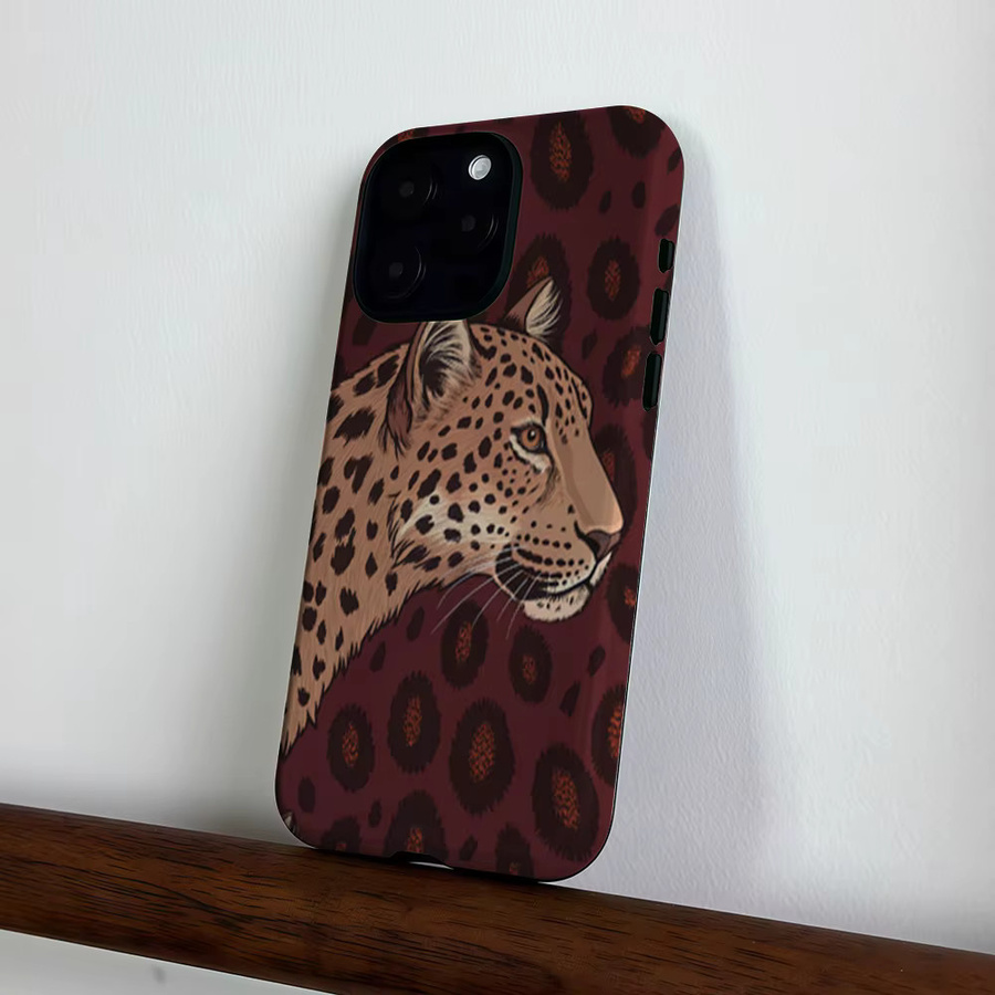 CaseLumi Matte Bumper MagSafe Schutzhülle für iPhone 17 16 15 14 13 Pro Max in Burgunder Leoparden-Design aus hartem PC - Bild 4