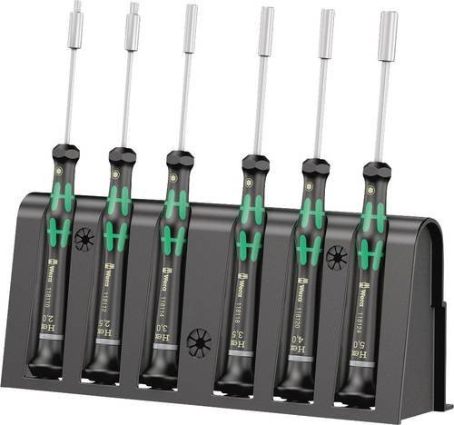 Wera Kraftform Micro Elektronik- und Feinmechanik Schraubendreher-Set 6-teilig mit Außen-Sechskant und Rack - Bild 1