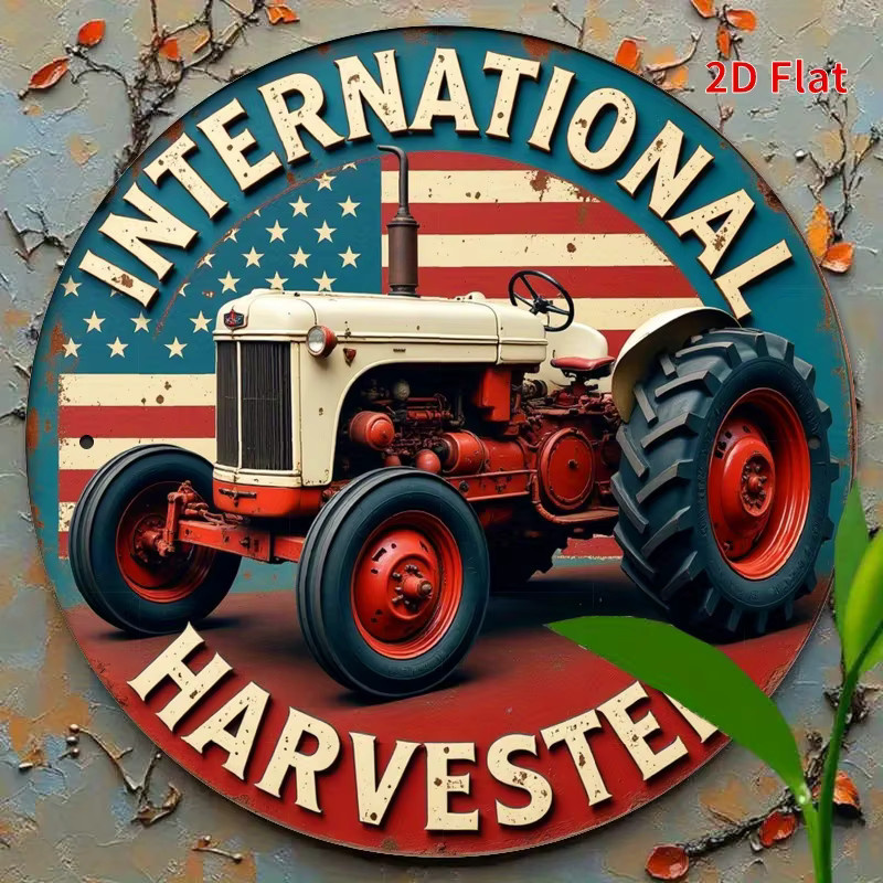 Potdemiel Vintage Metallschild International Harvester Traktor Design, rund, mehrfarbig, Durchmesser: 19,81 cm - Bild 4