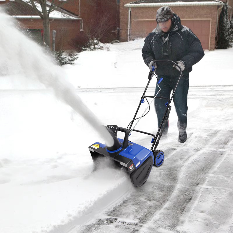 Elektrische Schneefräse mit 2400 W und 220 V, kabelgebundene Schneeräummaschine in Schwarz und Blau für Einfahrt und Gehweg - Bild 2