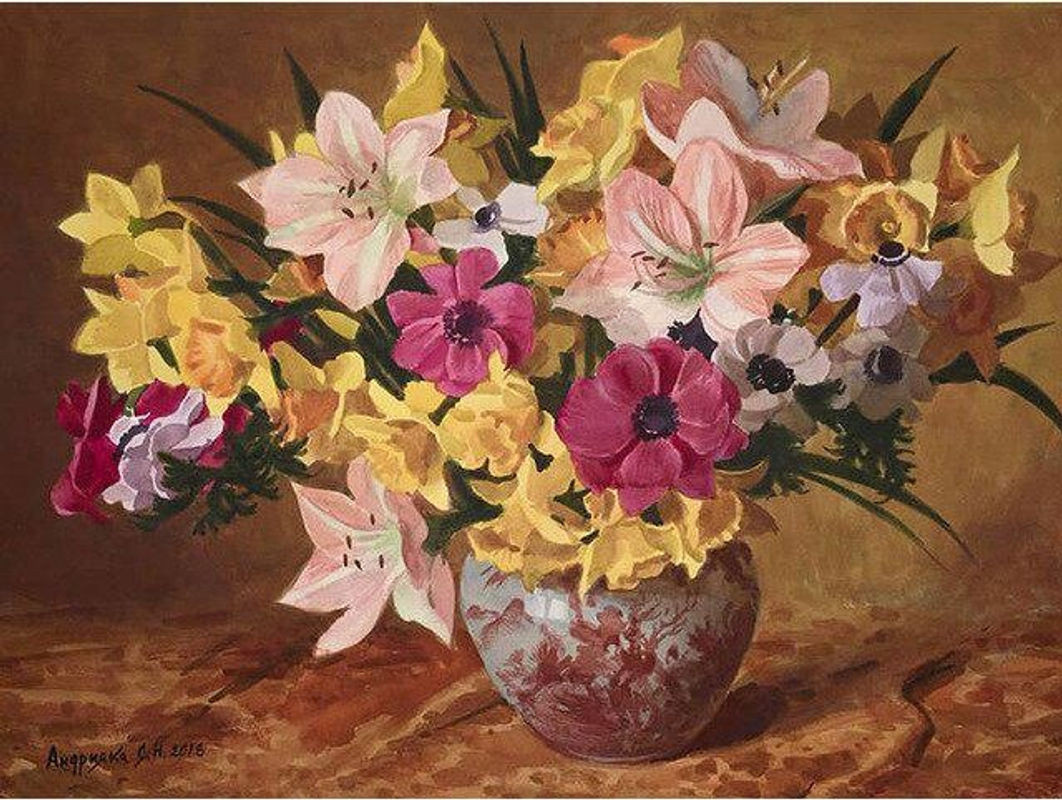 FIYO Diamond Painting Set mit rosa Lilien als florale DIY-Stickerei, B/H: 20 x 30 cm - Bild 1