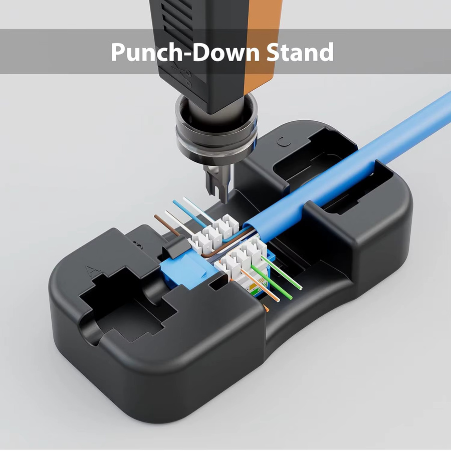 ZoeRax Cat6 Keystone-Buchse RJ45 Ethernet LAN Anschluss in Weiß mit 90-Grad-Winkel und Keystone-Punch-Down-Ständer - Bild 1