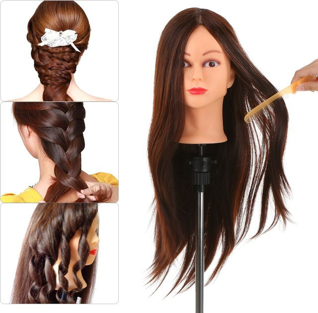 Echthaar-Mannequin-Kopf mit Klemmhalter, 61 cm, Unisex - Bild 1