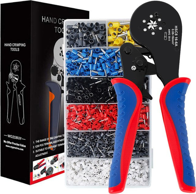 Wozobuy Sechskant-Crimpwerkzeug Ferrulen-Crimper für Aderendhülsen und Kabelschuhe 0,08-16mm² / AWG28-5 - Bild 1