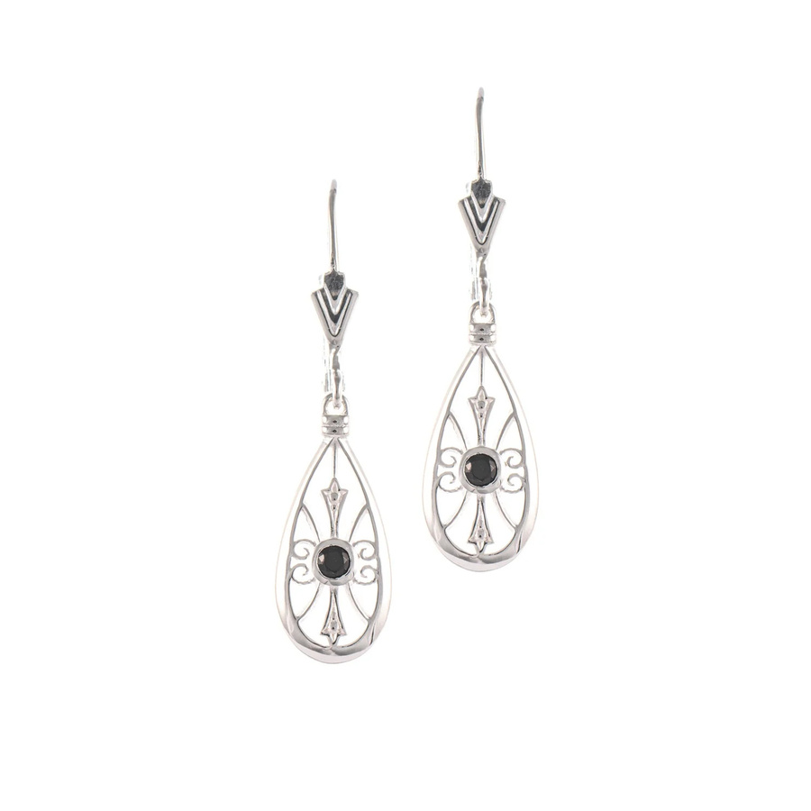 Ohrringe 925 Silber, Zirkonia, schwarz, Unisex - Bild 1