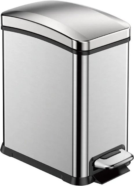 PROREGAL Rechteckiger Treteimer aus gebürstetem Edelstahl in Silber, H x B x T: 33,5 x 17,8 x 33,2 cm, 8 Liter - Bild 1