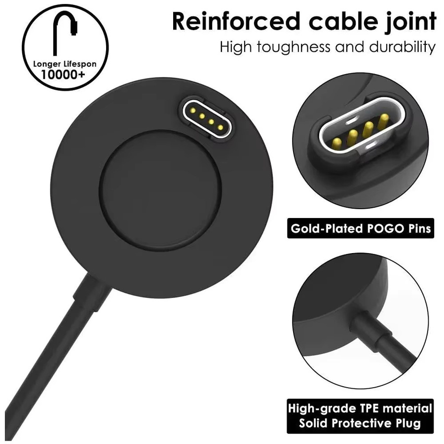 USB-Ladestation für Garmin Smartwatches Vivoactive 3/4/4S, Fenix 5S/5X/6S/6X, Venu 2/2S in Schwarz mit USB-C Anschluss - Bild 3