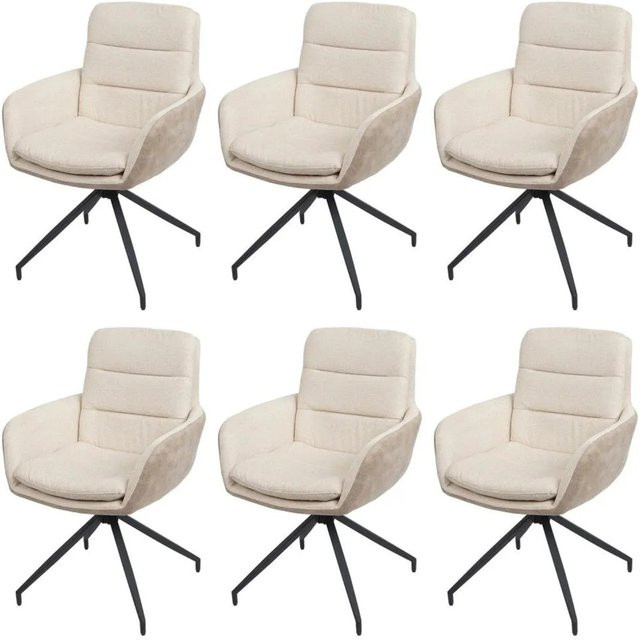 6er-Set MCW Esszimmerstühle K32 drehbar mit Armlehnen aus Stoff in Beige - Bild 2