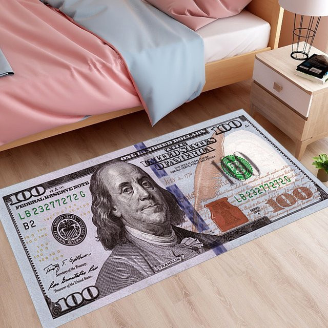 VIKAMA Winter-Wärmeteppich für das Schlafzimmer mit US-Dollar-Design in Multicolour, B/T/H: 120 x 40 x 40 cm - Bild 1