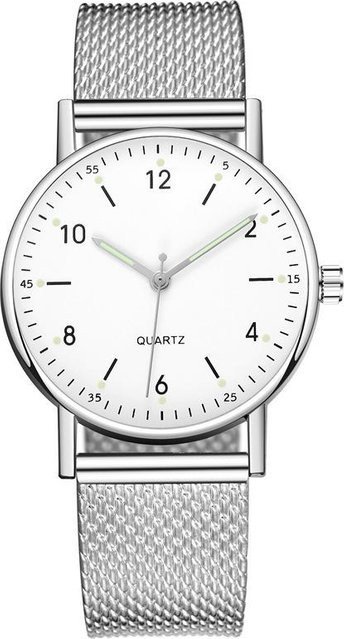 Shein Armbanduhr, Quarz, Edelstahl, Silber, Weiß, Damen - Bild 1
