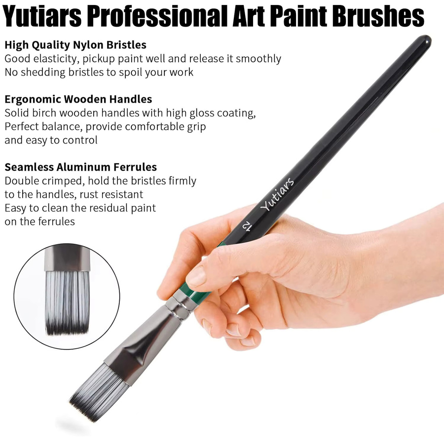 Professionelles Künstler-Pinselset mit 6 Pinseln aus Holz für Erwachsene, ideal für Leinwand, Aquarell und Stoff - Bild 3
