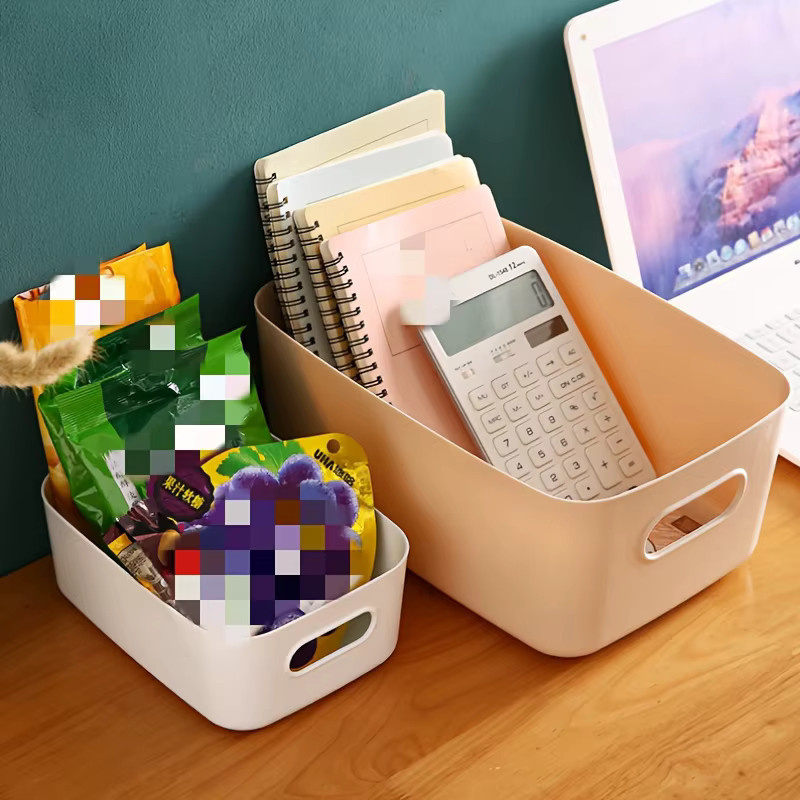 Multifunktionale Aufbewahrungsboxen aus Kunststoff für Kosmetika, Küche und Badezimmer in Apricot und Weiß - Bild 3
