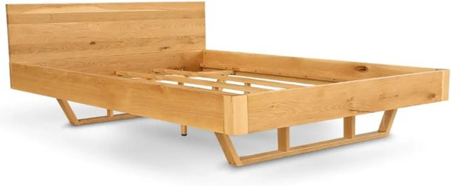 DELUKE Massivholzbett KEILO aus Eiche Naturgeölt, Doppelbett in Eiche Braun, B/T/H: 200 x 200 cm - Bild 1