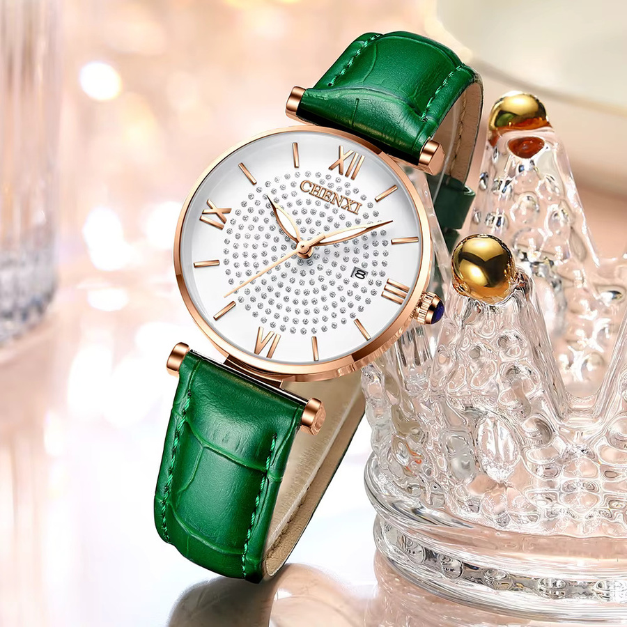 CHENXI Armbanduhr, Edelstahl, Quarz, Damen, Weiß, Kristall - Bild 3