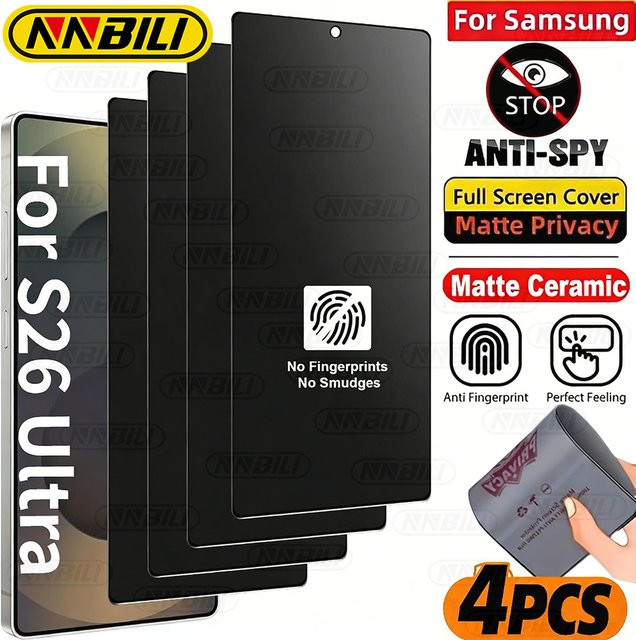 NNBILI 4er-Pack Matte Privatsphäre-Keramik-Displayschutzfolie für Samsung Galaxy S26 S25 S24 S23 S22 S21 Ultra FE - Bild 1