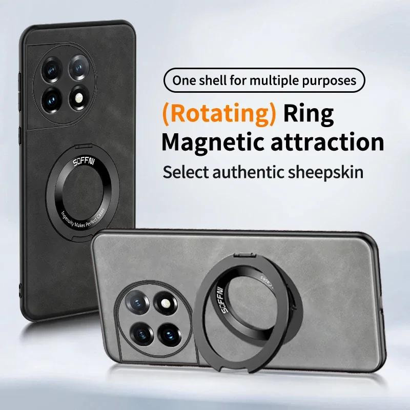 Magnetische Stoßfeste Handyhülle aus Leder für OnePlus 13 12 11 mit kabellosem Lade-Ring in verschiedenen Farben - Bild 3