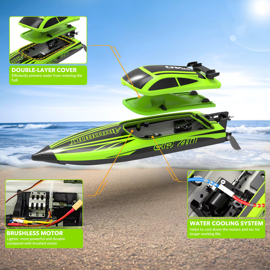VOLANTEXRC RC Batterieboot, bürstenloser Motor, Vollproportional, Grün - Bild 5