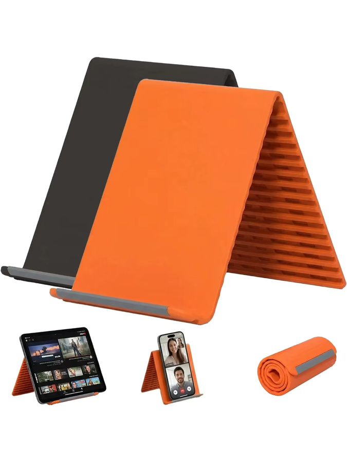 Tragbarer Silikon-Handyhalter in Orange, flexibler Lazy Bracket Tablet- und Desktop-Ständer mit mehrfach winkelverstellbarer Halterung - Bild 7