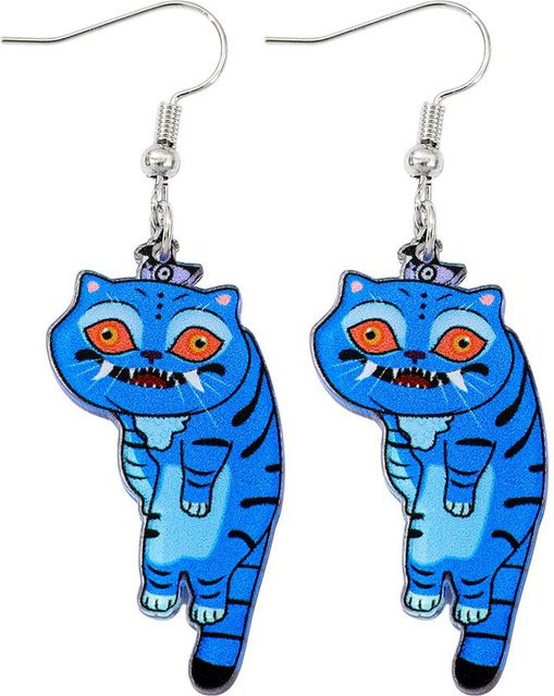 Artily Hängeohrringe, Tiger Design, Acryl, Bunt, Damen - Bild 1