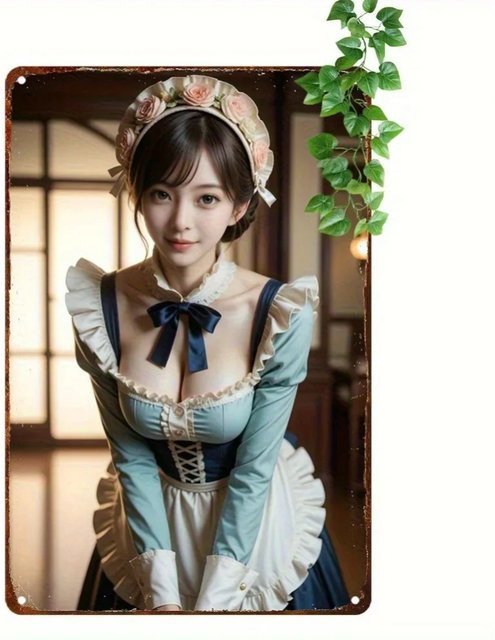 CIFBUY Vintage Anime Girl Metallschild Retro Wandkunst Dekoration, Mehrfarbig, B: 20,32 cm, H: 30,48 cm, T: 0,1 cm - Bild 1
